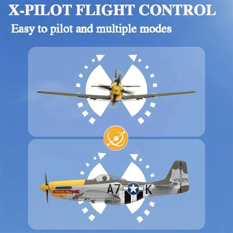 RC Plane 5CH 3D/6G Fixed-wing RC Airplane 2.4GHz P51D Mustang RTF for Adults Beginners Easy to Fly Removable Brushless Fighter - Image 4