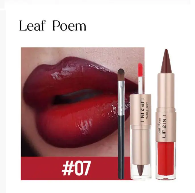 2 In 1 Dual-Ended Lip Liner & Gloss Combo High Pigmented Long-Lasting Lipstick Softens the Look of Lines Make Lips Appear Fuller - Image 7