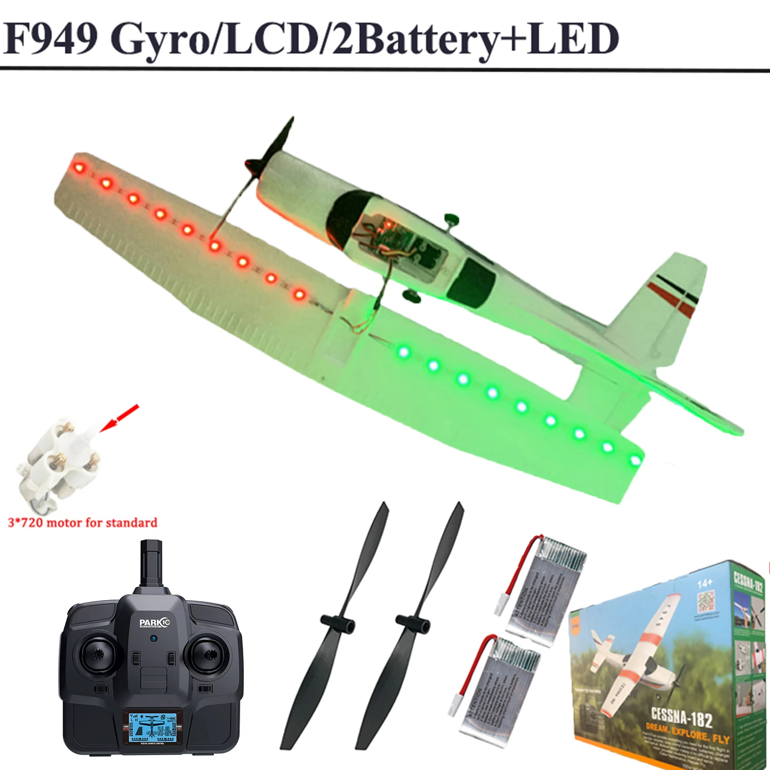 【C0】WLtoys 2.4G F949 LCD Version RC Airplane Cessna 182 3D6G 3Ch Fixed Wing Plane Outdoor Drone RTF With Gyroscope And Night - Image 9