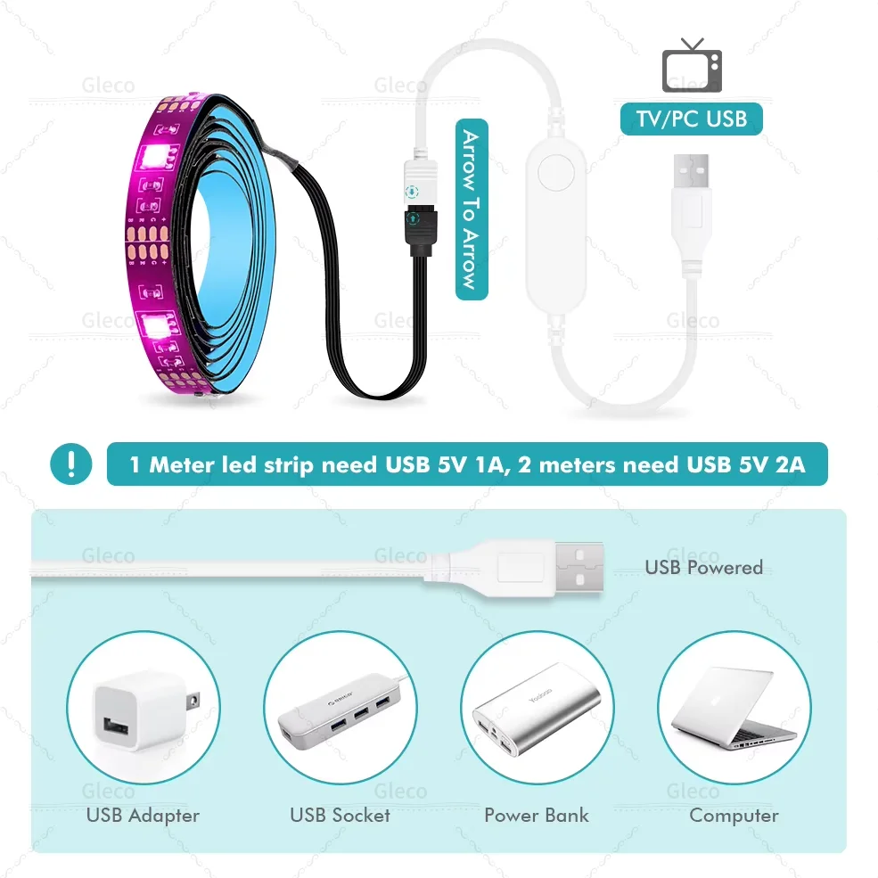 Wifi/Zigbee Tuya USB Led Lights RGB led Strip DC5V 5050 Smart Led TV Back Lighting For Alexa Google Home Automation Smart Life - Image 4