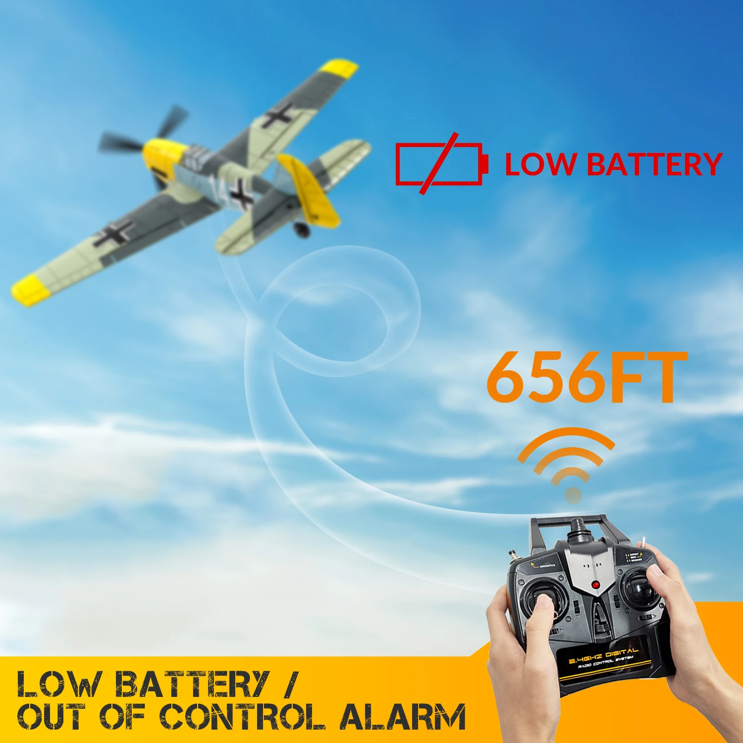 VOLANTEXRC RC Plane, 4 Channel Remote Control Airplane BF109 Fighter RTF with Aileron, Gyro, Aerobatics & 3 Modes Easy to Fly - Image 2