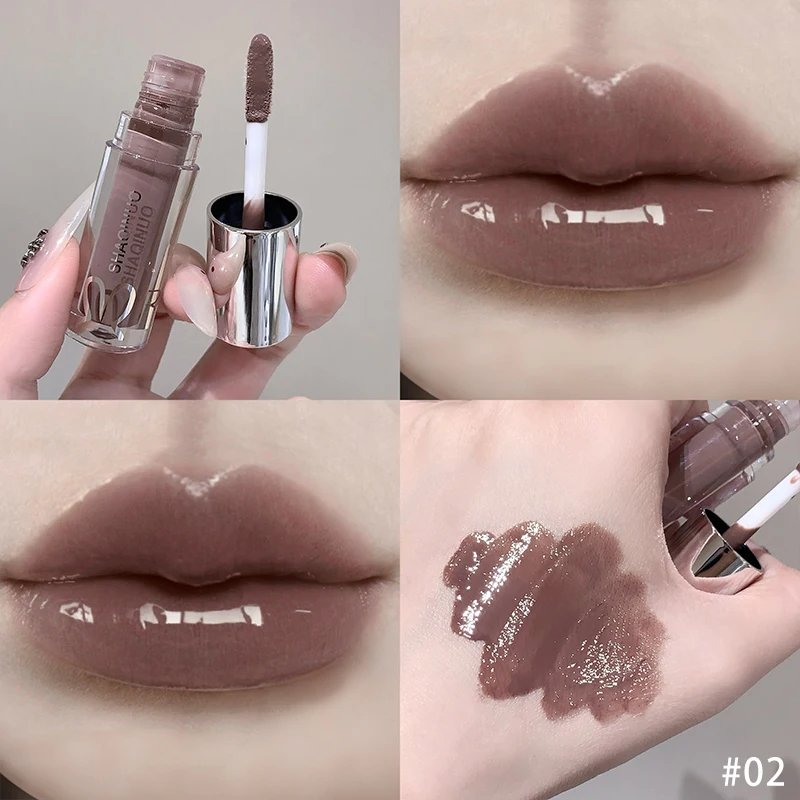 Water Light Mirror Moisturizing Lip Gloss Punk Black Silver Fine Flash Low Saturation Lip Glaze Long-lasting Nude Lip Makeup - Image 7