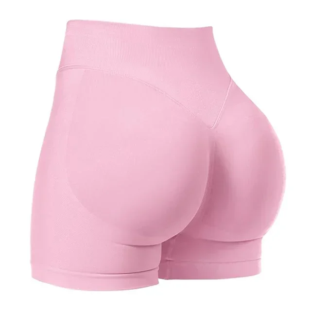 Women's High Waisted Yoga-Shorts Seamless Low Ribbed Waistband Gym Shorts Scrunch Bum High Stretch Running Cycling Shorts - Image 9