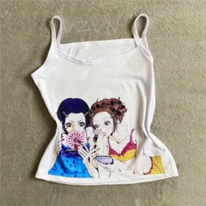 Vintage Crop Tops With Suspenders Harajuku Female Clothing Tanks & Camis Top Y2k Tops Sexys Woman Clothes for Women 90s Clothes