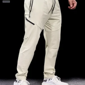 New Autumn Winter Men Quick-drying Sports Casual Trousers Gym Fitness Running Training Clothes Micro-elastic Zipper Pocket Pants