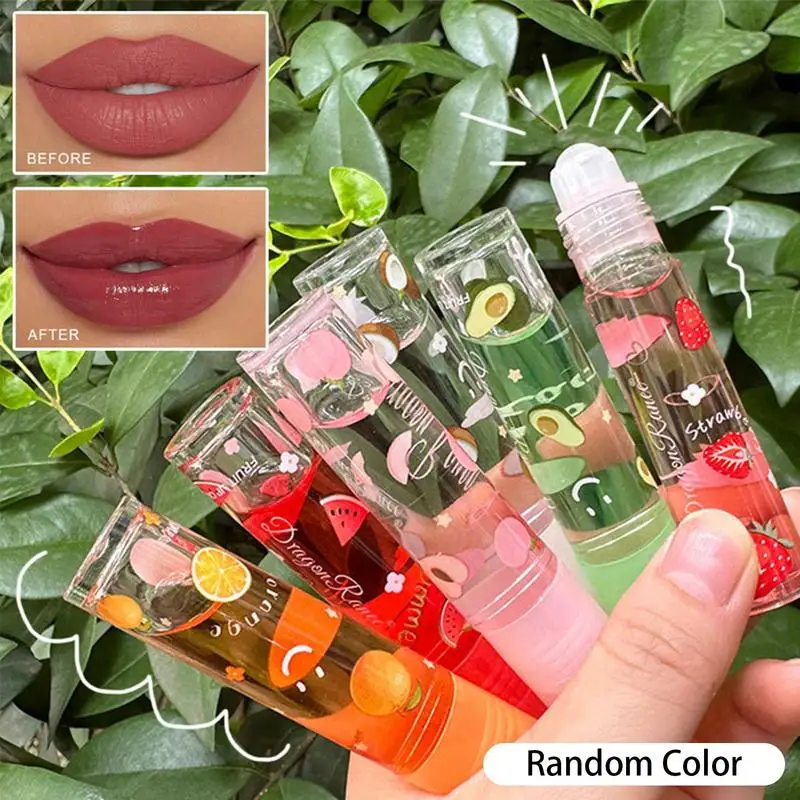 6 Colors Random Roll-on Fruit Essence Lip Balm Lip Oil Lip Moisturizing Mirror Primer Lip Lipstick Hydrating Gloss Transparent - Image 4