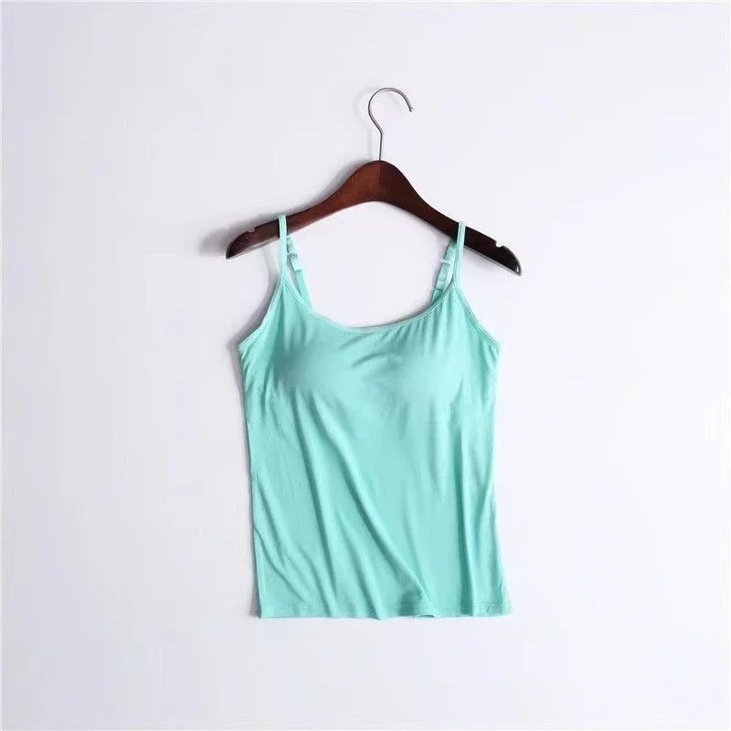 Sexy Women Tops Solid Padded Bra Spaghetti Camisole Top Women Vest Women Camisole with Built in Bra Cami Top Vest Tank Top 2024 - Image 7