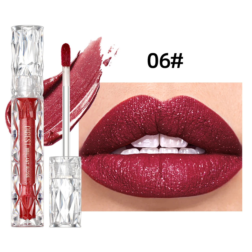 QIBEST Diamond Liquid Lipstick Moisturizing Long-Lasting Purple Sparkling Waterproof Lip Gloss Cosmetics Matte Glitter Lipstick - Image 16