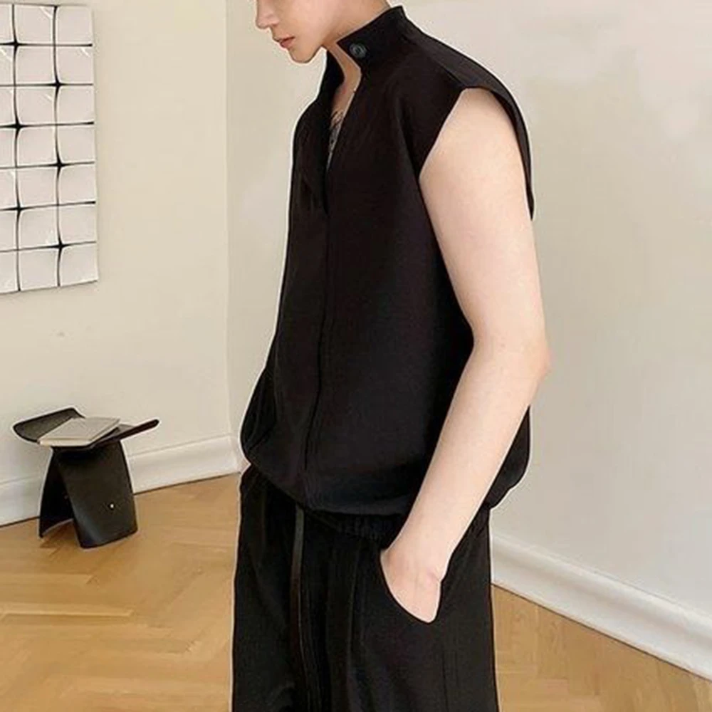 Mens Deconstructed Side Button Asymmetry Dark Y2k Vest Street Fashion Niche Youth Trend Breath Tank Top Men'S Clothing 2026 New - Image 5