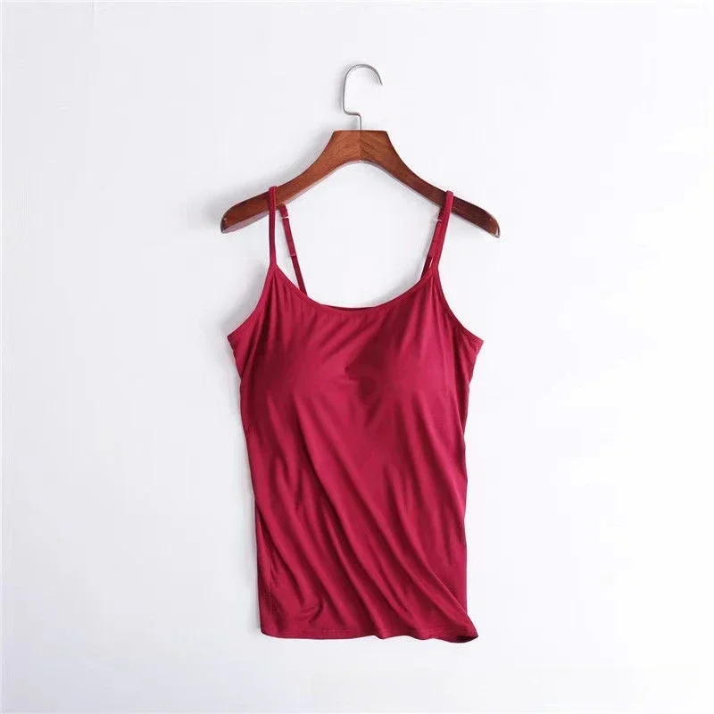 Sexy Women Tops Solid Padded Bra Spaghetti Camisole Top Women Vest Women Camisole with Built in Bra Cami Top Vest Tank Top 2024 - Image 11