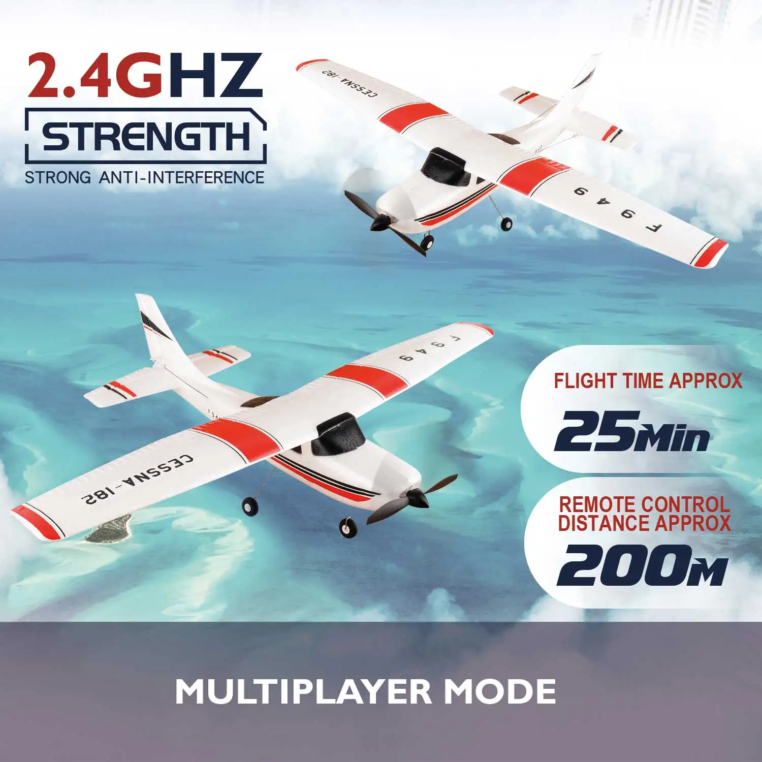 【C0】WLtoys 2.4G F949 LCD Version RC Airplane Cessna 182 3D6G 3Ch Fixed Wing Plane Outdoor Drone RTF With Gyroscope And Night - Image 2