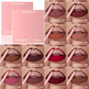 Matte Velvet Lipliner 12pc/set | Lipstick Waterproof Long-lasting Non-stick Cup High Pigment Multifunctional Bright Red Nude Y2K