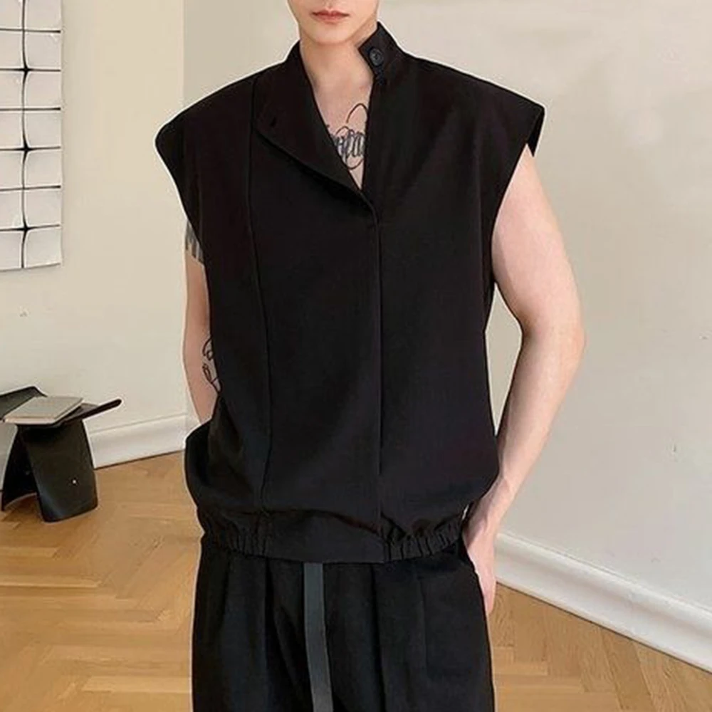 Mens Deconstructed Side Button Asymmetry Dark Y2k Vest Street Fashion Niche Youth Trend Breath Tank Top Men'S Clothing 2026 New - Image 4