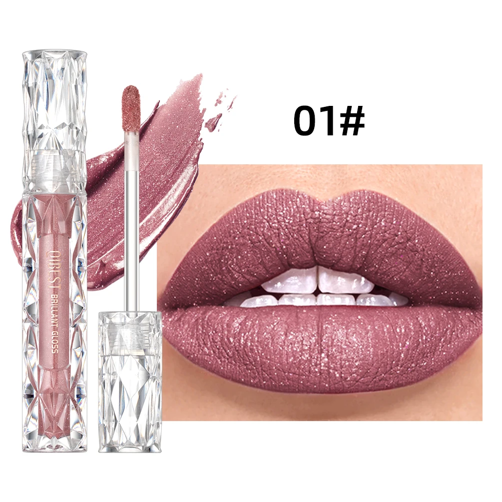 QIBEST Diamond Liquid Lipstick Moisturizing Long-Lasting Purple Sparkling Waterproof Lip Gloss Cosmetics Matte Glitter Lipstick - Image 11
