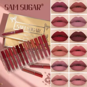 12-piece Matte Lip Gloss Set with Lip Brush - Non-transfer, Long-lasting, Waterproof and Sweat-proof, Lipstick Makeup, Suitable