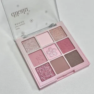 Nine-color Eyeshadow Palette Romantic Cherry Peach Brown Pearly Matte Glitter Eye Shadow Blush Pigment Shiny Long-lasting Makeup