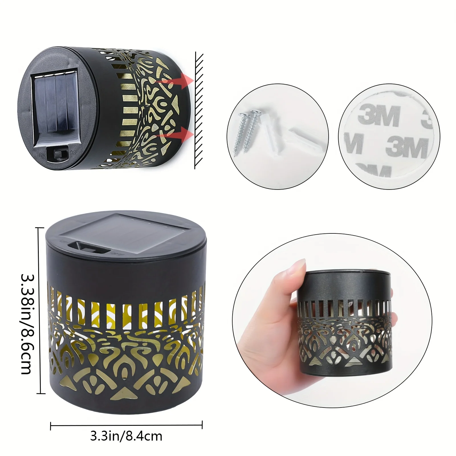 Solar-Powered Datura Lantern Light Wall Lamp Outdoor Garden Patio Walkway Decorations 1Pcs/2Pack Lighting for Garden Decor - Image 6