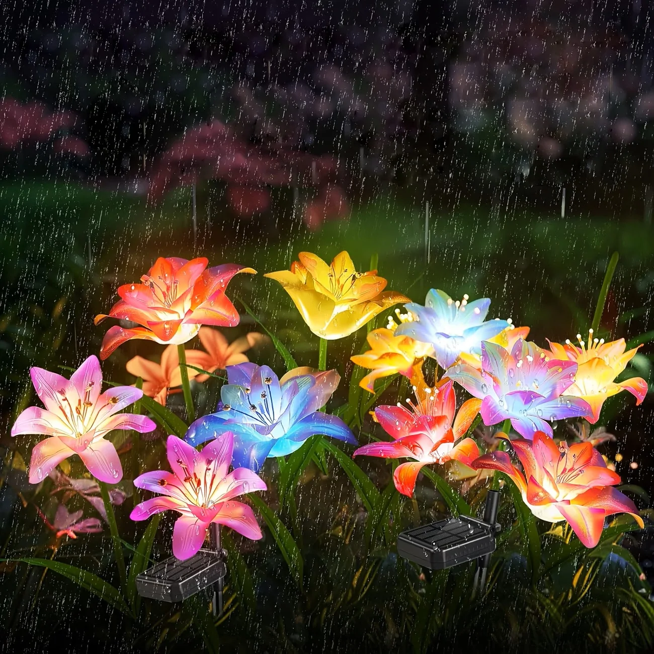Solar Garden Light Outdoor Blooming Lily Solar Flower Outdoor Waterproof Landscape Lamp for Yard Patio Flowerbed Christmas Decor - Image 4