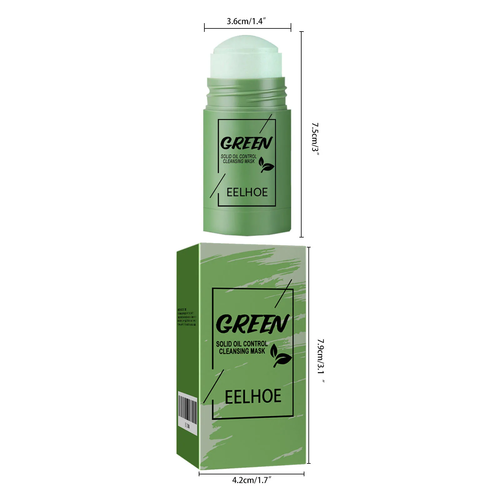 Eelhoe 40g Green Tea Cleansing Solid Face Mask Stick Acne Treatment Oil Control Moisture Remove Blackhead Clean Pores Face Mask - Image 6