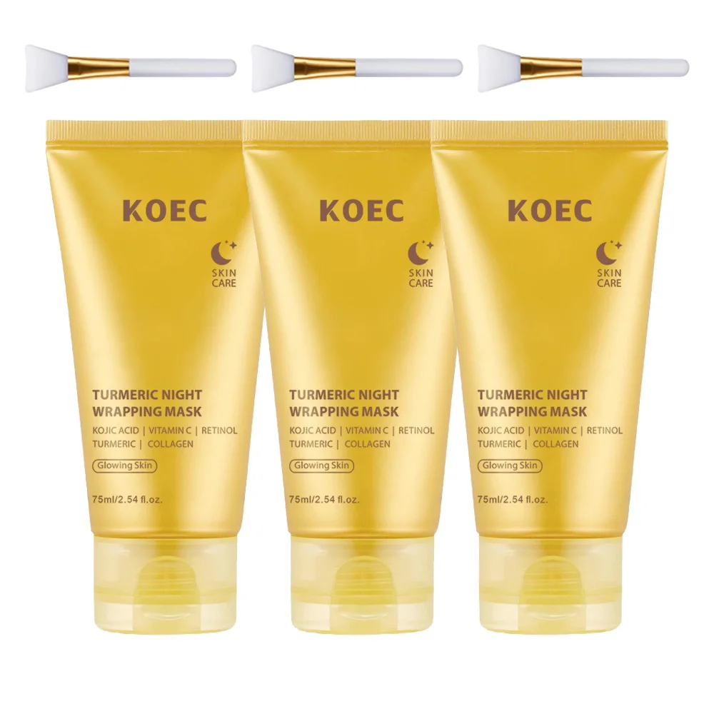 Turmeric Overnight Peel Off Mask with Collagen for Dark Spots Brightening Firming Hydrating Face Mask Oil Control Skin Care 75ml - Image 6