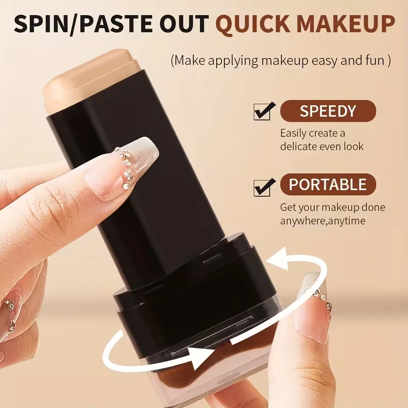 2-In-1 Concealer Foundation Stick Waterproof Sweatproof Full-Coverage Heavy-Duty Concealer Suitable For Skin Types(Dry, Oily) - Image 3