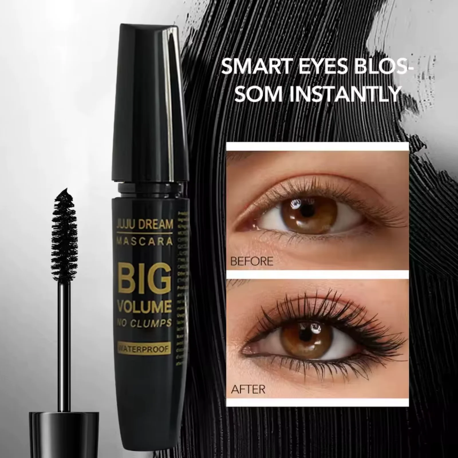 4D Black Mascara Thickening Waterproof And Slender Eye Black Lengthening, Curly, Thick, Natural, Easy to Apply, Long-Lasting - Image 2