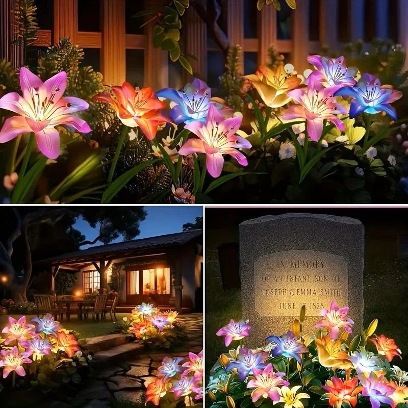 Solar Garden Light Outdoor Blooming Lily Solar Flower Outdoor Waterproof Landscape Lamp for Yard Patio Flowerbed Christmas Decor - Image 5