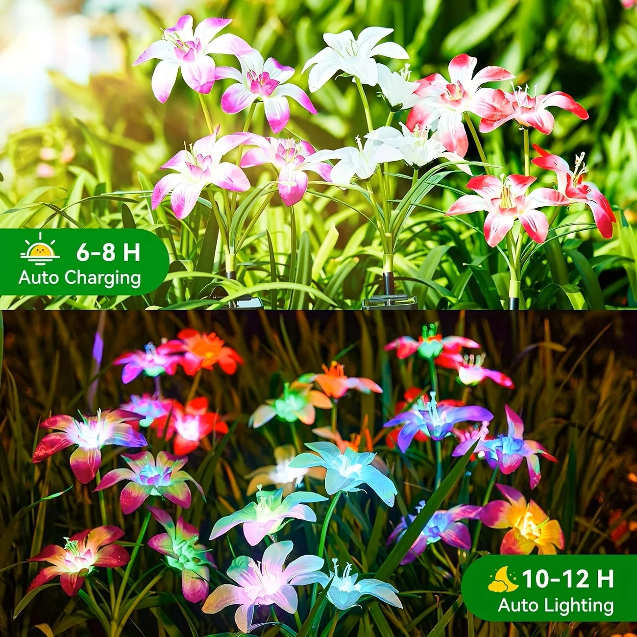 Solar Garden Light Outdoor Blooming Lily Solar Flower Outdoor Waterproof Landscape Lamp for Yard Patio Flowerbed Christmas Decor - Image 2