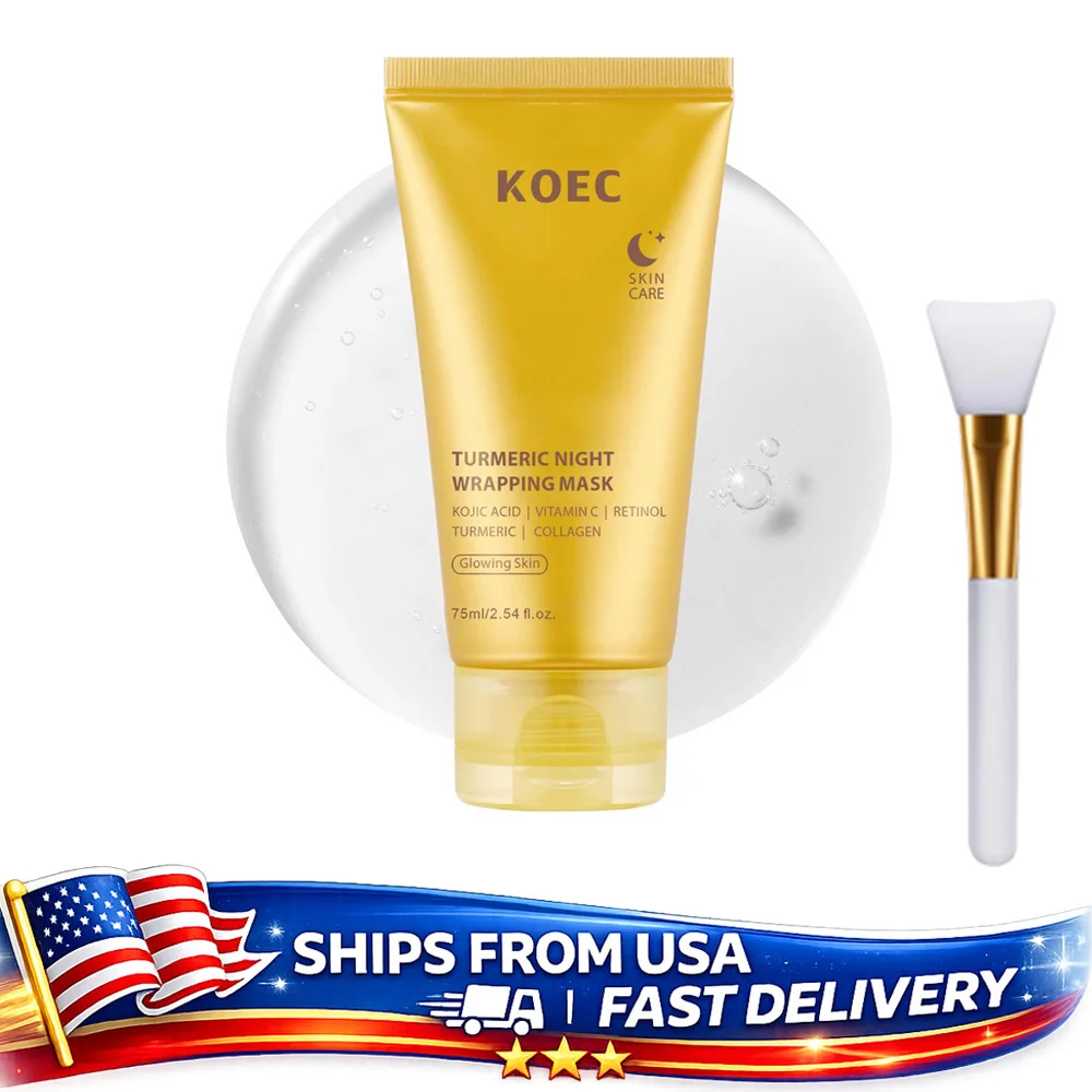 Turmeric Overnight Peel Off Mask with Collagen for Dark Spots Brightening Firming Hydrating Face Mask Oil Control Skin Care 75ml