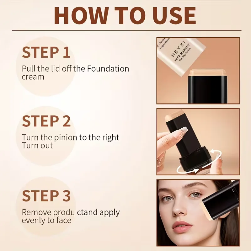 2-In-1 Concealer Foundation Stick Waterproof Sweatproof Full-Coverage Heavy-Duty Concealer Suitable For Skin Types(Dry, Oily) - Image 2