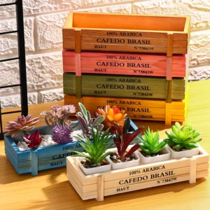 Natural Wooden Flowerpot Garden Decor Trough Decor Pots Succulent Boxes Rectangle Vase Vintage Crates Wood Flower Pot Home Tools