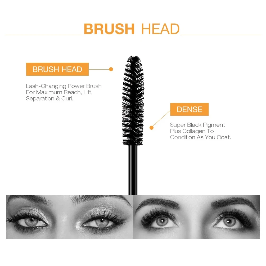 2pcs/set Black Mascara Beauty Makeup 4D Curling Lash Eyelash Extension Waterproof Liquid Volume Mascara Long-wearing Cosmetic - Image 3