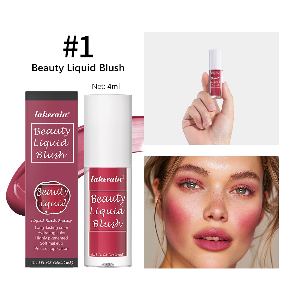 Beauty Liquid Blush Lipstick Blush Eyes Cheek Blusher Waterproof Mositure Face Contour Shadow Liquid Lip Gloss Plump Makeup - Image 12