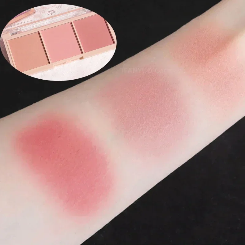 3Colors Peach Blush Palette Matte Powder Cheek Tint Face Blusher Multifunctional Long Lasting Orange Rouge Contour Shadow Makeup - Image 6