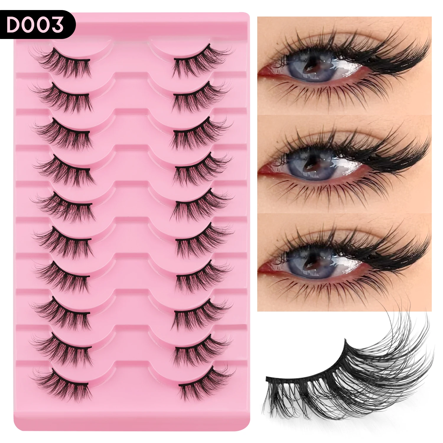 WOSHEER Half Eyelashes Natural Cat Eye Lashes Soft Wispy Faux Mink Lashes Eyelashes Extension Makeup - Image 12