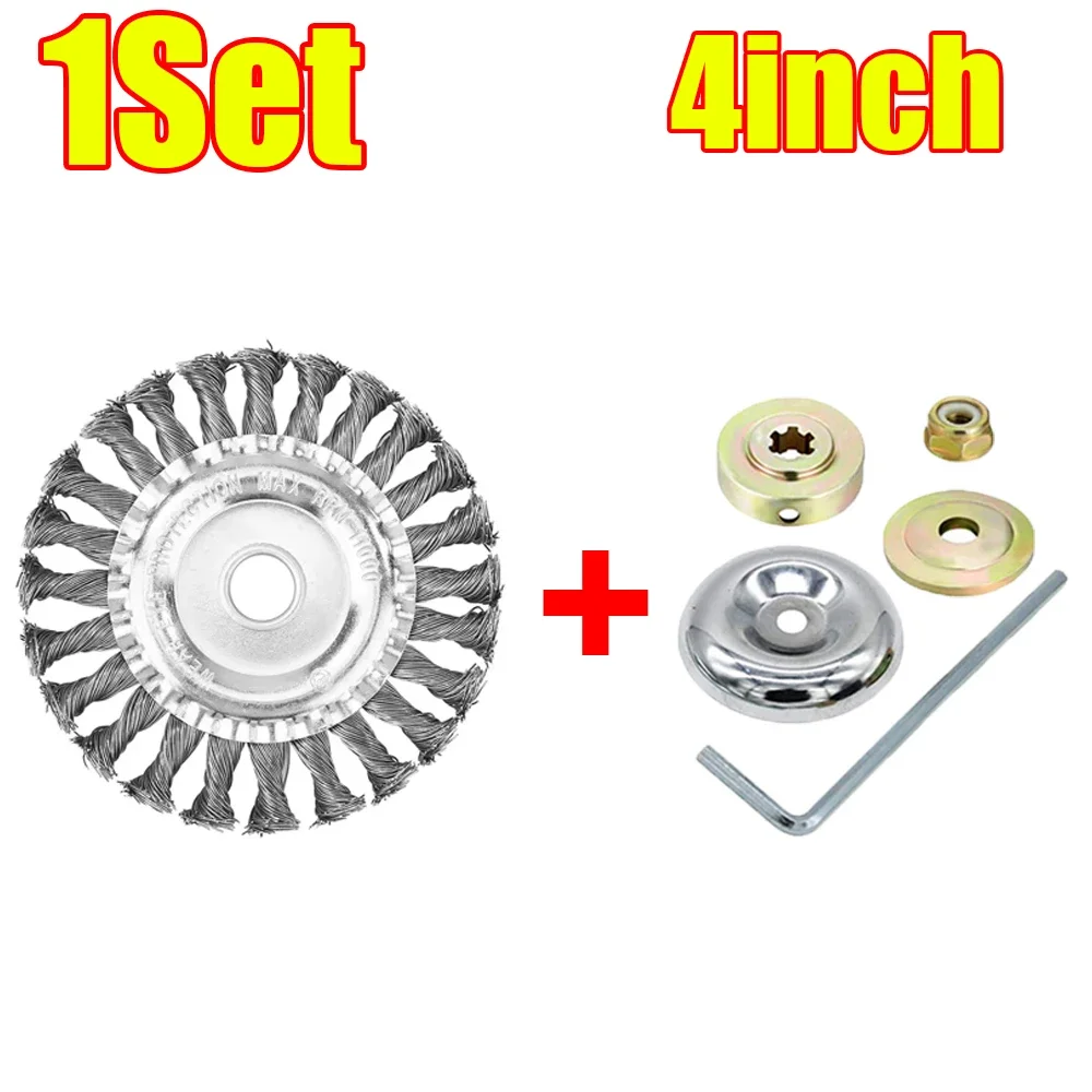 1-2Set 4/6/10inch Steel Wire Brush Trimmer Head Weed Brush Cutter Lawn Mower Brush with Adapter Kits Garden Trimmer Head Tool - Image 13