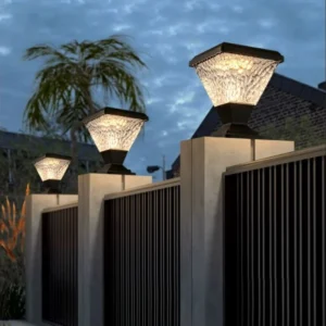 Outdoor Garden Decor Solar Pillar Lamp Remote Control Sunlight Wall Lamp for Street Gate Pathway Lighting Landscape Solar Lights