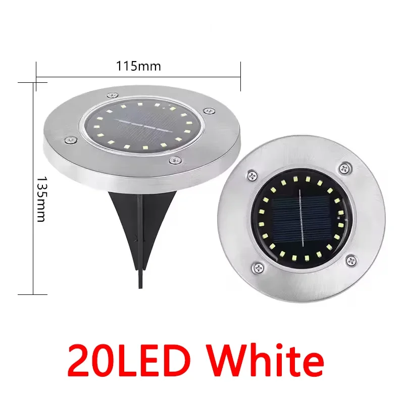 1/4/8Pcs Solar Lights Outdoor 8/20LEDs Disk Underground Lamp Spotlight Buried Solar Light for Home Garden Lawn Yard Decoration - Image 10