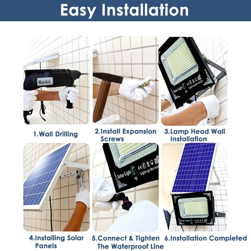 500W Led Solar Light High Bright 2 Head Flood Light Waterproof Outdoor Garden Wall Light with Aluminum Solar Panel For Garden - Image 4