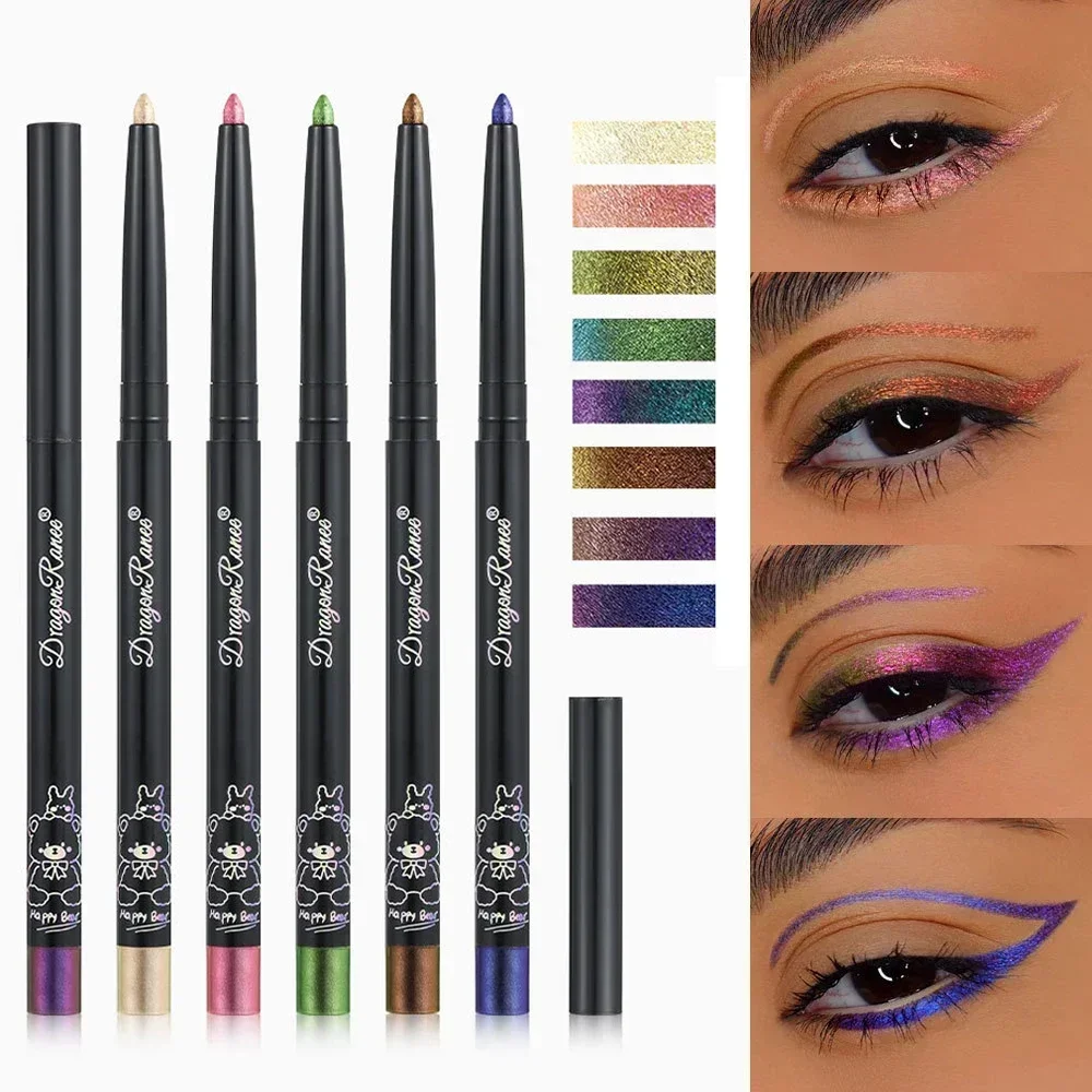 Glitter Aurora Eyeliner Pen Multi Chrome Eye Liner Lasting Shiny Metallic Eyeshadow Lying Silkworm Green Purple Makeup Pigment - Image 3