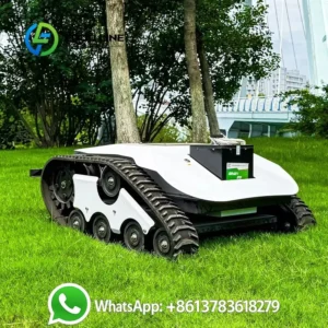 Customized Factory Industrial Grade 2 Stroke Small Mobile Lawn Mower Grass Cutting Robot Crawler Petrol Wireless Remote Control