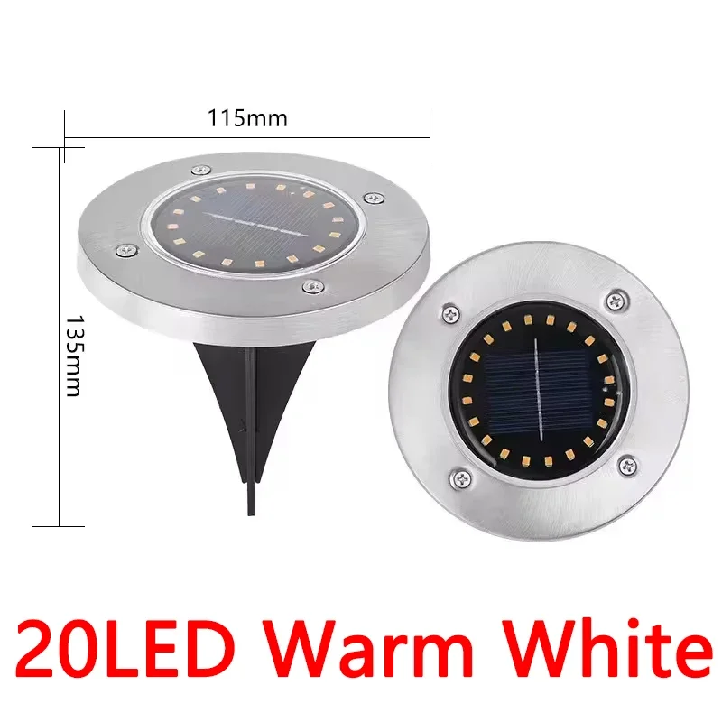 1/4/8Pcs Solar Lights Outdoor 8/20LEDs Disk Underground Lamp Spotlight Buried Solar Light for Home Garden Lawn Yard Decoration - Image 8