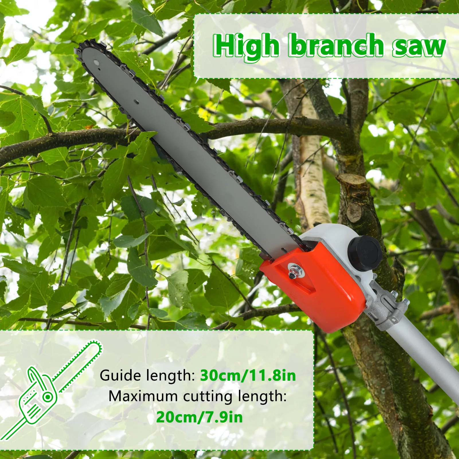 Gas Lawn Mower, 8 in 1 Weed Wacker Gas Powered 52CC 2-Cycle Hedge Trimmer String Trimmer Brush Cutter Edger Pole Saw Chainsaw - Image 4