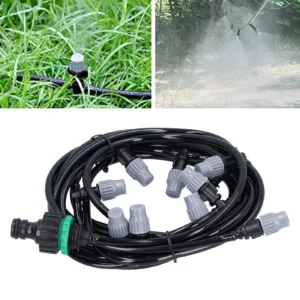 10m 32.8ft 4/7 Irrigation Hose with 10 Misting Sprayer Nozzles Garden Greenhouse Terrace Watering System Irrigation Pipe