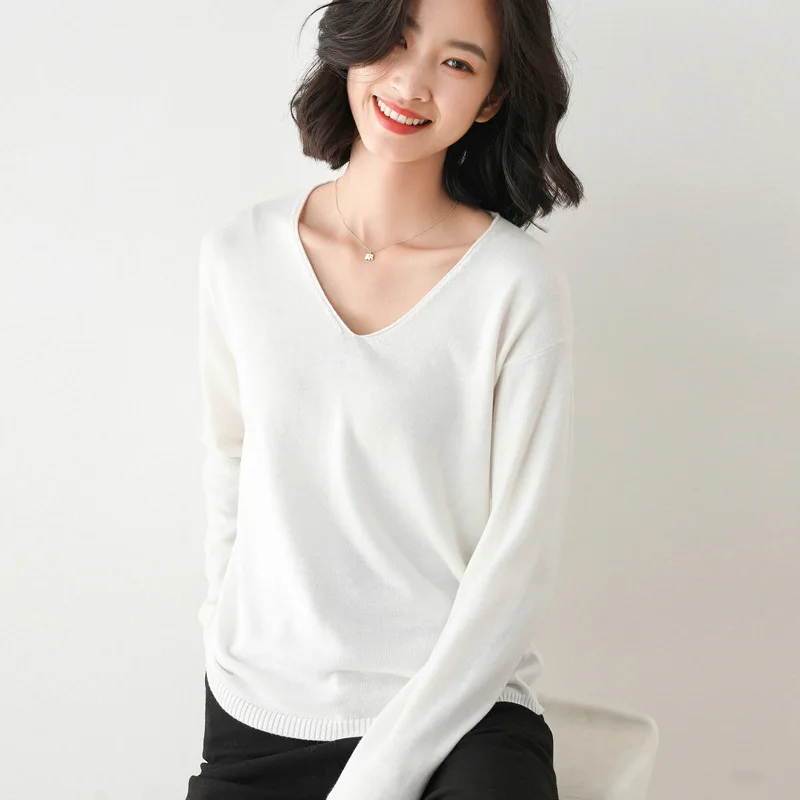 2025 Spring Autumn Womens Sweater Solid Knitwear Korean Loose Female Basic Casual Jumpers Stretch Pullover Sky Blue Pink Sweater - Image 22