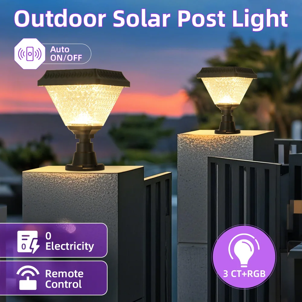 Outdoor Garden Decor Solar Pillar Lamp Remote Control Sunlight Wall Lamp for Street Gate Pathway Lighting Landscape Solar Lights - Image 2