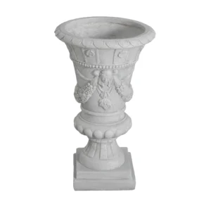 Light Grey MGO Decorative Garden Urn 23.75'' Height Outdoor Flower Pot for Patio Yard Balcony