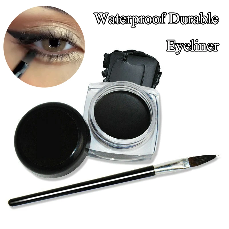 Black Eyeliner Cream Waterproof Beauty Cosmetics Long Lasting Eyeliner Gel Eyeshadow Makeup Tools with Brush Set Matte Eye Liner - Image 5