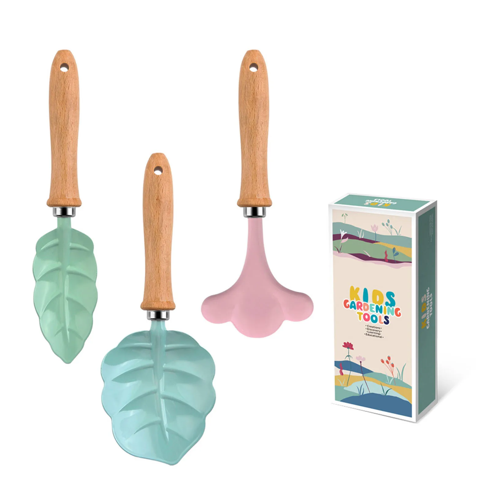 Little Gardener Tool Set Colorful Safe Tools with Wood Hand Shovel Rake Fork Set Gardening Gifts for Kids Girls - Image 10