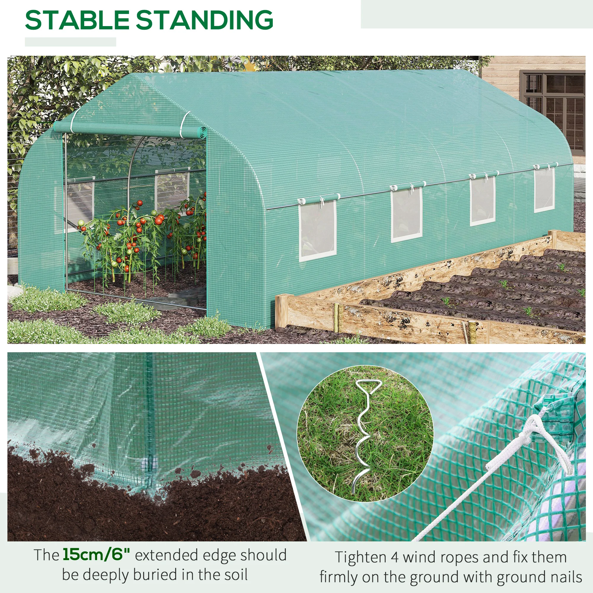 20' X 10' X 7' Greenhouse Large Walk-In Hot Green House Plant Gardening Green - Image 4